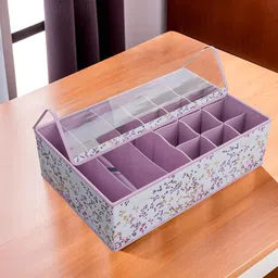 Kuber Industries Pink & White Set of 3 Printed Reusable Drawer Organisers image 3