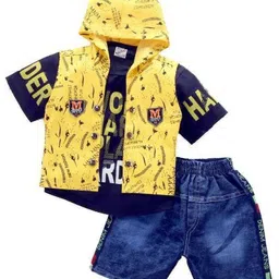 Shirazi Kids Printed Hooded T-Shirt With Shorts-image-20