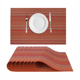LooMantha 8-Pcs Maroon & Red Striped Table Placemats-55