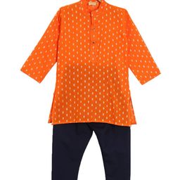 NIRVAAN Boys Floral Regular Pure Cotton Kurta with Pyjamas-48