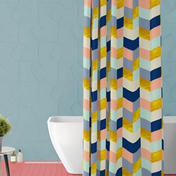 ArtzFolio Yellow & Blue Abstract Printed Waterproof Polyester Shower Curtain-28