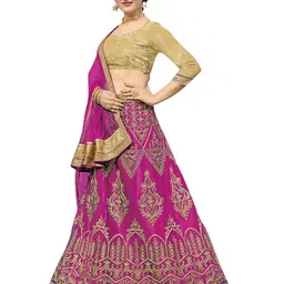 MANVAA Embroidered Thread Work Semi-Stitched Lehenga & Unstitched Blouse With Dupatta image 5
