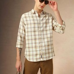 Dennis Lingo Men Classic Relaxed Fit Tartan Checked Spread Collar Cotton Casual Shirt-picture-30