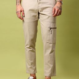 V-Mart Men Cotton Cargo Styles Mid-Rise Regular Fit Trousers-image-79