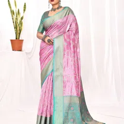 elora Woven Design Floral Zari Banarasi Saree-33