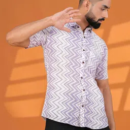 JAHIDA COMFORT WITH STYLE Comfort Printed Short Sleeves Cotton Shirt-picture-26