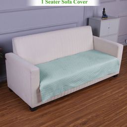 HOKIPO Light Sky Blue Quilted Sofa Cover Mat for 1 Seater Sofa-image-78