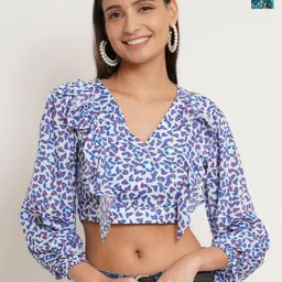 IX IMPRESSION Floral Print Sweetheart Neck Blouson Crop Top-image-71