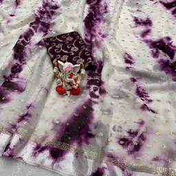 PAYAL CREATION Tie and Dye Pure Georgette Maheshwari Saree-image-36