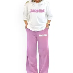 My Swag Typography Printed Round Neck Pure Cotton T-Shirt With Loose Trousers-32