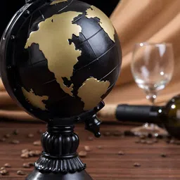Babymoon Black Brass & Wooden, Globe Showpiece-10