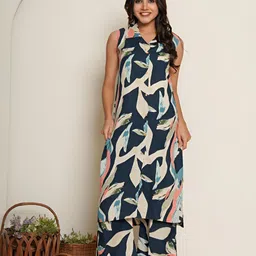 Kaftanize Abstract Printed Shirt Collar Straight Kurta With Palazzo-picture-43