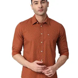Basics Men Relaxed Fit Spread Collar Floral Printed Cotton Casual Shirt-image-39