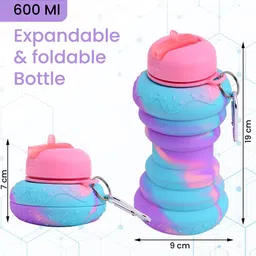 Kuber Industries Black Pack of 4 Collapsible Water Bottles With Flip Cap-600 ml Each image 4