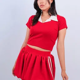 TABADTOD Ribbed Shirt Collar Crop Top-image-48