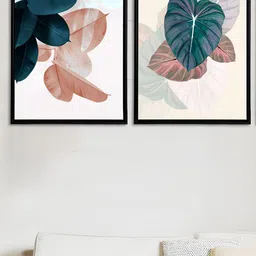 Myntra Elegant Homes Peach & Blue 2 Pieces Floral And Botanical Canvas Wall Art-picture-37