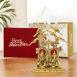 INTERNATIONAL GIFT Gold-Toned Laxmi Ganesh Religious Idol Showpiece-image-12