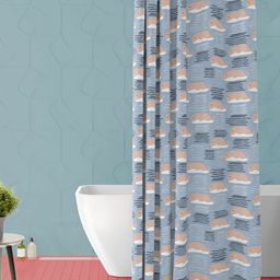 ArtzFolio Blue & Black Printed Waterproof Shower Curtain-image-97