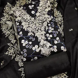 Riti Floral Printed Sequinned Pure Cotton Unstitched Dress Material-image-70