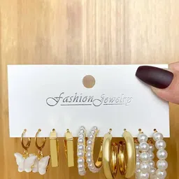 Celestria Set Of 5 Contemporary Hoop Earrings-55