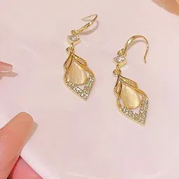 Celestria Korean Artificial Stones Studded Contemporary Drop Earrings-15