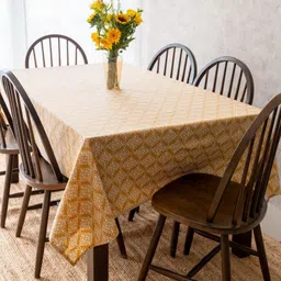 The Yard House Mustard Ethnic Motifs Printed Anti-Slip Cotton 8-Seater Table Cover-image-52