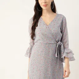 DressBerry Floral Georgette A-Line Midi Dress-image-17