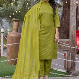 BAESD Women Round Neck Straight Kurta With Trousers & Dupatta-picture-31