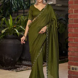 SANJANA SILK Embellished Sequinned Silk Blend Saree-picture-12