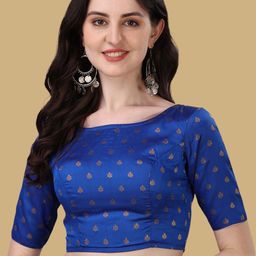 Oomph! Woven Design Boat Neck Saree Blouse-picture-22