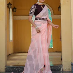 K 5 Fashion Striped Pure Georgette Saree-image-47