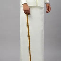Ramraj Men Solid Adjustable Dhoti with Border image 2