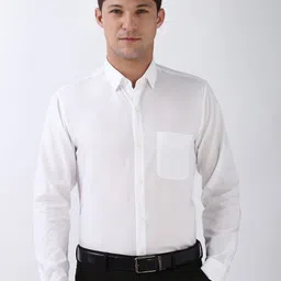 Peter England Men Spread Collar Solid Cotton Slim Fit Formal Shirt-picture-8