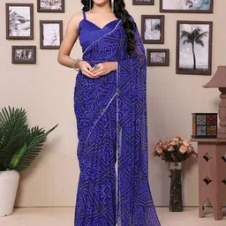 LeeliPeeri Designer Bandhani Printed Gotta Patti Pure Georgette Ready to Wear Saree-image-99