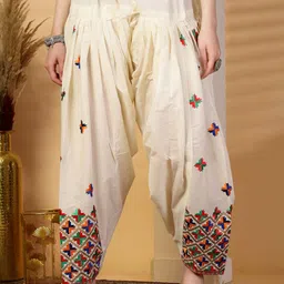 Moda Rapido Women Embroidered Phulkari Loose Fit Cotton Salwar-image-6