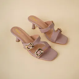 Rubeezz Women Square Toe Kitten Heels Sandals With Buckles-picture-22