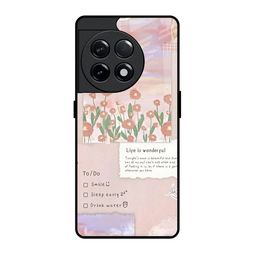 QRIOH Floral Printed Sleek & Lightweight Silicone OnePlus 11R 5G Glass Back Case-image-95
