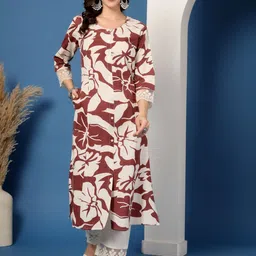 Pistaa Women Floral Printed Regular Pure Cotton Kurta with Palazzos-24