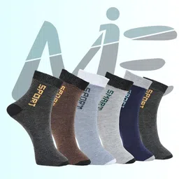 MJE Pack Of 6 Patterned Cotton Ankle Length Socks-picture-33