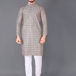 CHARLOTTE GRACIOUS Men Floral Embroidered Mirror Work Floral Kurta-image-87