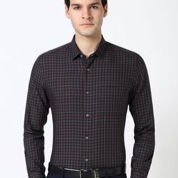 Peter England Elite Men Spread Collar Micro Checked Cotton Slim Fit Formal Shirt-image-31