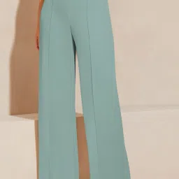 Women Regular Fit Light Green Lycra Blend Trousers-image-95
