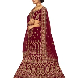 MANVAA Embroidered Thread Work Semi-Stitched Lehenga & Unstitched Blouse With Dupatta image 4