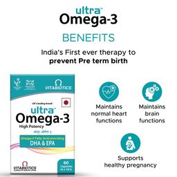 Ultra Omega-3 High Potency Capsules For Normal Functioning Of Heart Vision & Brain- 60 Pcs image 2