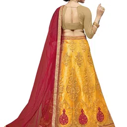 MANVAA Embroidered Thread Work Semi-Stitched Lehenga & Unstitched Blouse With Dupatta image 2