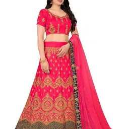 MANVAA Embroidered Thread Work Semi-Stitched Lehenga & Unstitched Blouse With Dupatta image 4