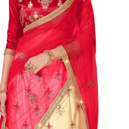 MANVAA Embroidered Thread Work Semi-Stitched Lehenga & Unstitched Blouse With Dupatta image 3
