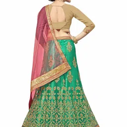MANVAA Embroidered Thread Work Semi-Stitched Lehenga & Unstitched Blouse With Dupatta image 3