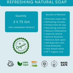VEDANUM Set of 3 Refreshing Natural Handmade Soap with Menthol - 75 g Each image 3