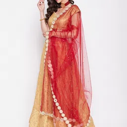 Clora Creation Polka Dots Mirror Work Embroidered Dupatta image 2